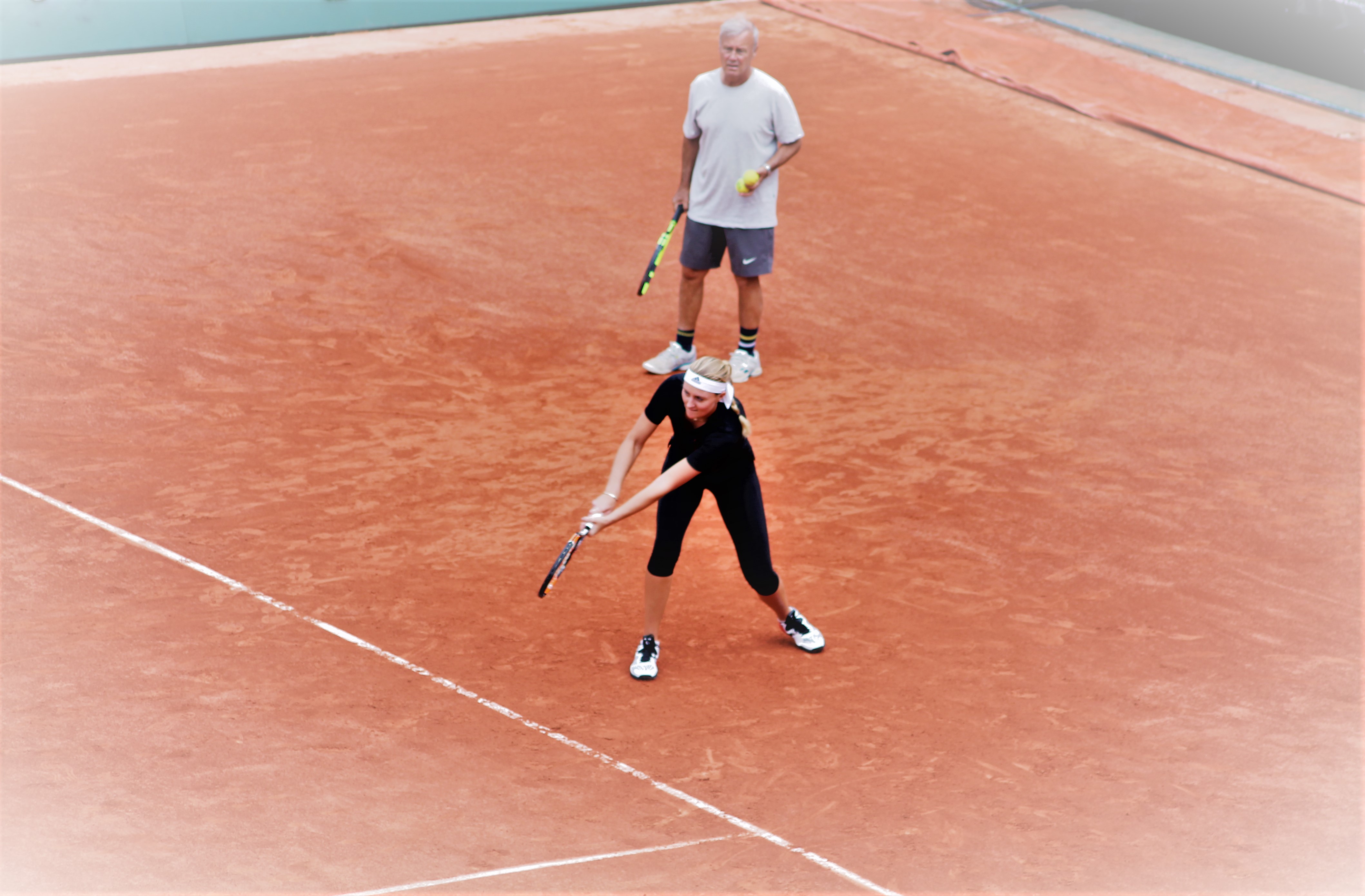 Kristina Mladenovic et Georges Goven lors du dernier Roland-Garros /©SoTennis 